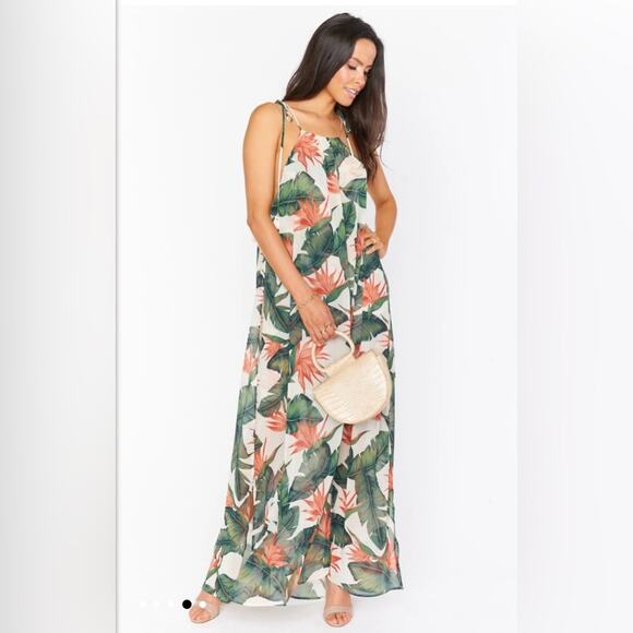 Show Me Your MuMu Rochester Maxi Dress XXS NWT Tropical bridesmaid sheer flowing - Picture 4 of 5